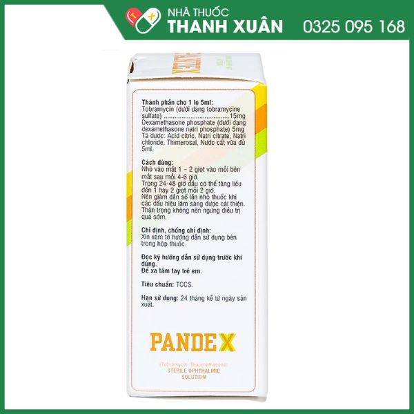 Pandex nhỏ mắt trị viêm kết mạc, giác mạc